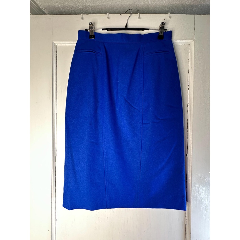 Vintage Peabody House Royal Blue Wool Pencil Skirt Womens Size 9/10